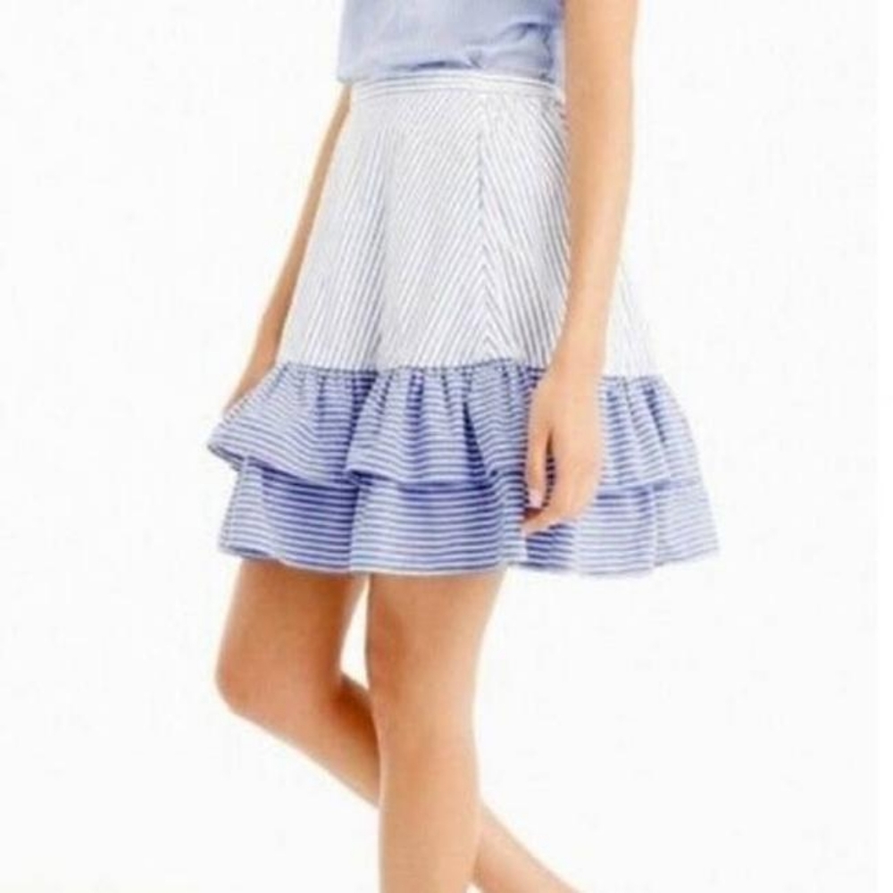 J. Crew Striped Ruffle Skirt. Size 00 - Picture 1 of 8